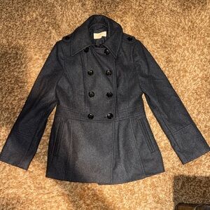 Elegant Michael Kors Women's Double-Breasted Charcoal Peacoat